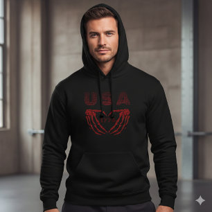 Veste À Capuche T-shirt USA 250e anniversaire squelette cœur 1776