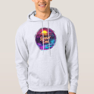 Veste À Capuche T-shirt vibrant rétro “Summer Time” avec coucher d