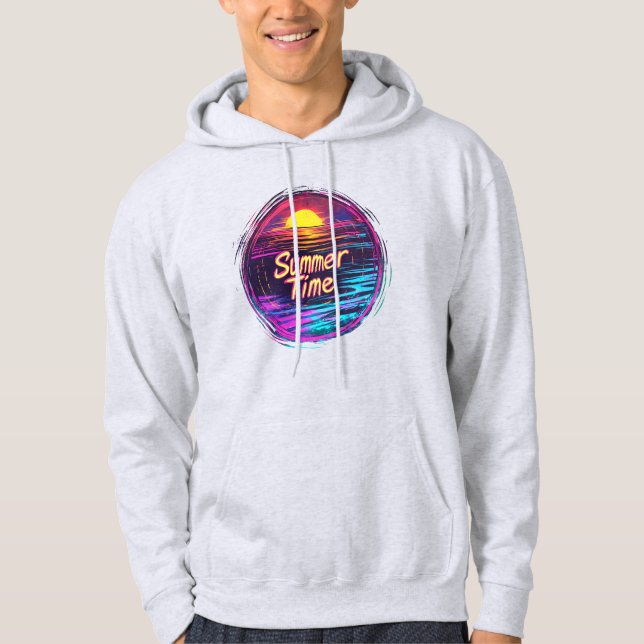 Veste À Capuche T-shirt vibrant rétro “Summer Time” avec coucher d (Devant)