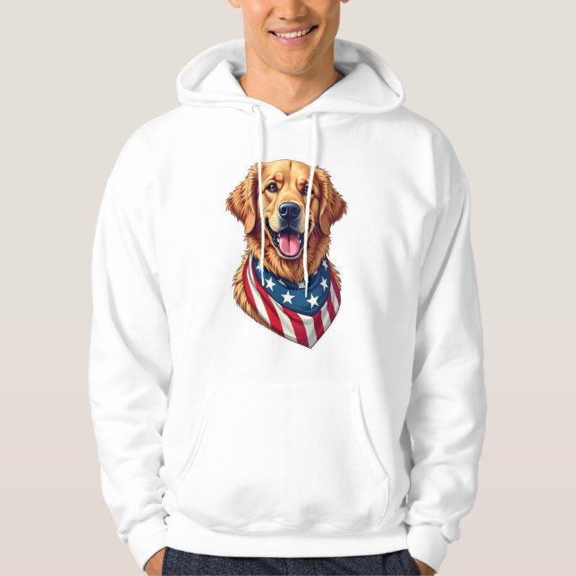 Veste À Capuche T-Shirt Vintage Star Spangled Golden Retriever 4 (Devant)
