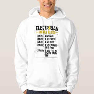 Veste À Capuche Tarifs horaires d'électricien homme Lineman Drôle 