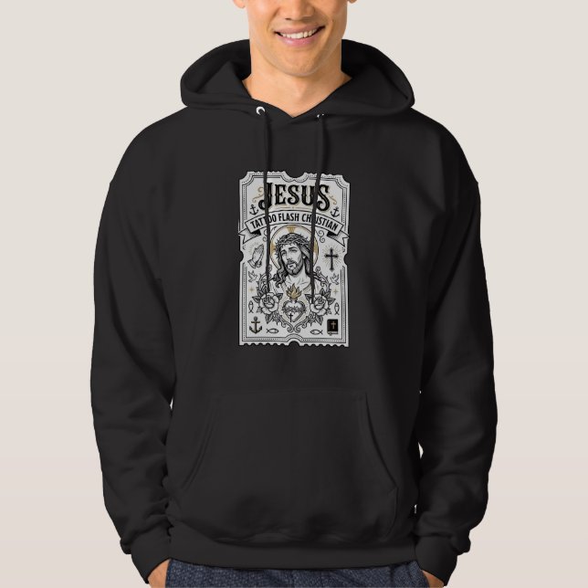 Veste À Capuche Tatouage flash Jésus Christianisme Tatouage flash  (Devant)