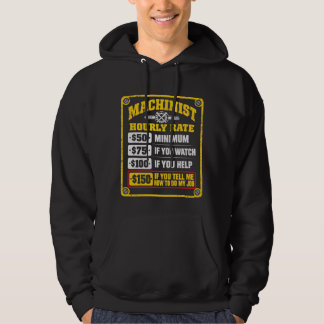 Veste À Capuche Taux Horaire de Machiniste Drôle Cadeau Sarcasique