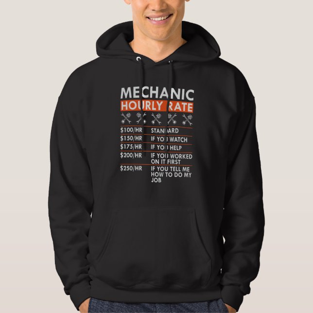 Veste À Capuche Taux horaire de mécanicien Clé Piston Garage Main- (Devant)