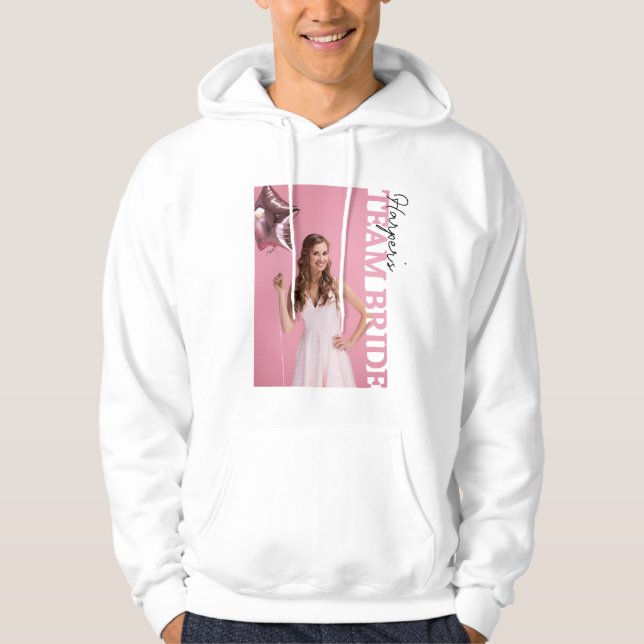 Veste À Capuche Team Bride Photo Hoodie | Personalised Hen Party  (Devant)