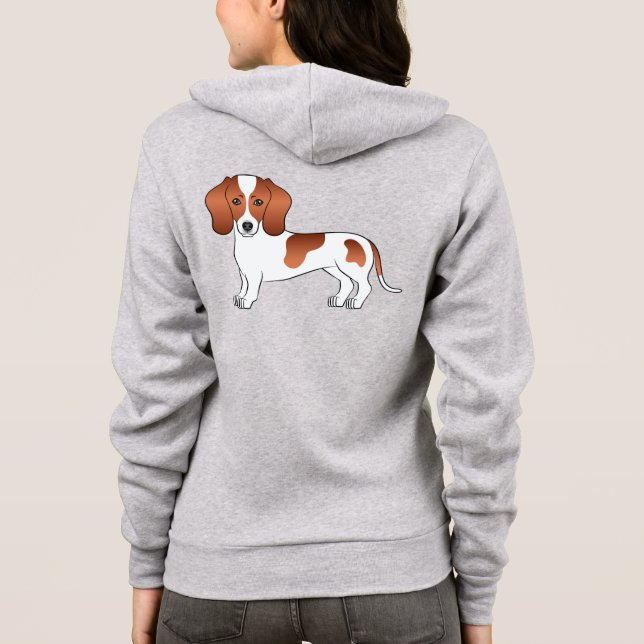 Veste À Capuche Teckel à poil court pie rouge dessin animé mignon (Dos)