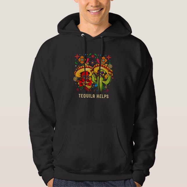 Veste À Capuche Tequila aide l'humour de Cinco De Mayo fête mexica (Devant)