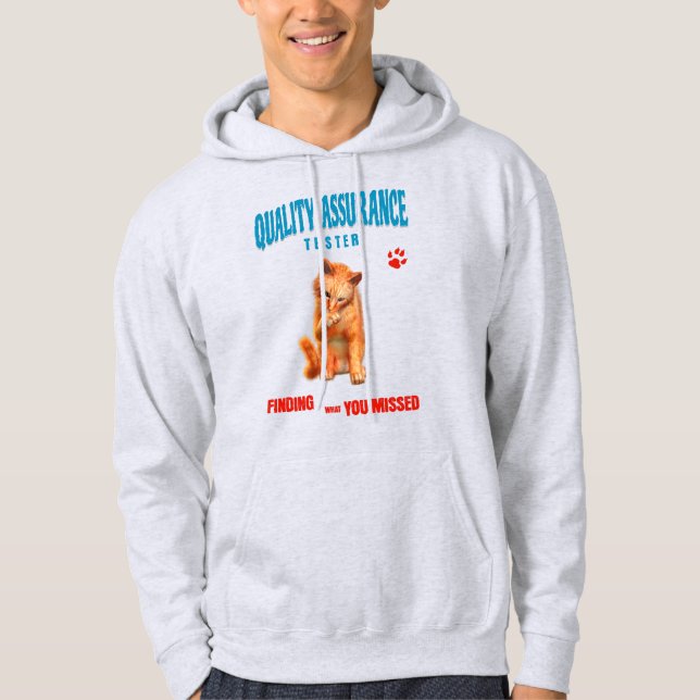 Veste À Capuche Testeur QA Humour de chat (Devant)
