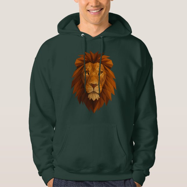 Veste À Capuche Tête de lion polygonale - Conception de puissance  (Devant)
