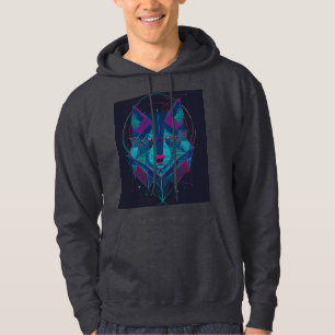 Veste À Capuche Tête de loup minimaliste Cyberpunk Neon - S futuri