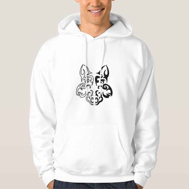 Veste À Capuche Tête de loup noir et blanc gras (Devant)