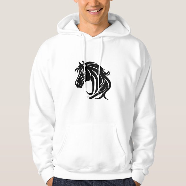 Veste À Capuche Tête de magnifique cheval noir   (Devant)