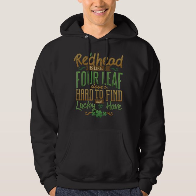 Veste À Capuche Tête de Redhead Four Leaf Clover dur Trouver Lucky (Devant)