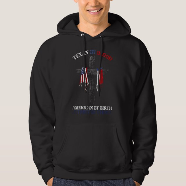 Veste À Capuche Texan de sang Américain de naissance Patriote par  (Devant)