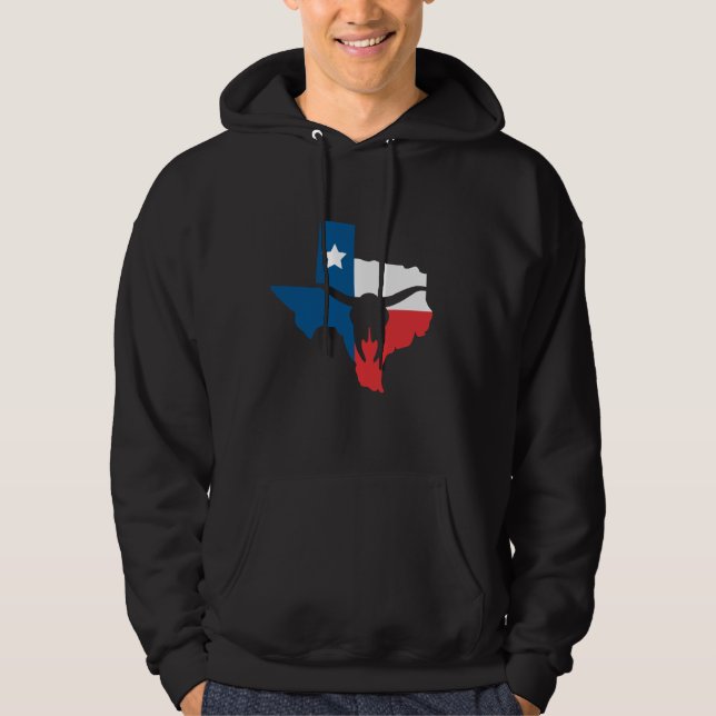 Veste À Capuche Texas State drapeau Longhorn silhouette (Devant)