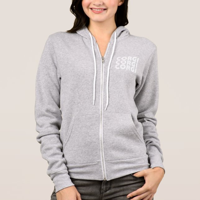 Veste À Capuche Texte blanc moderne Corgi (Devant)