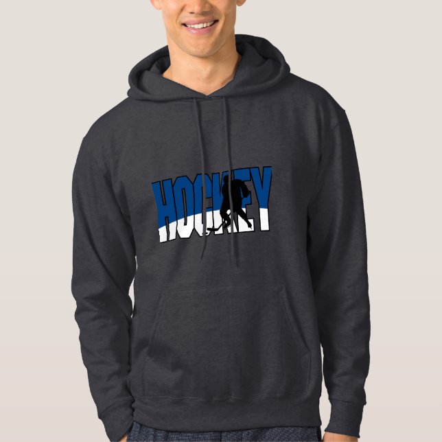 Veste À Capuche texte de hockey bleu (Devant)