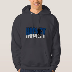 Veste À Capuche texte de hockey bleu