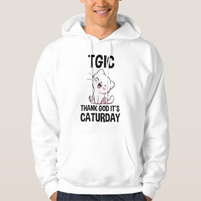 Veste À Capuche TGIC Merci Dieu C'est Caturday (Devant)