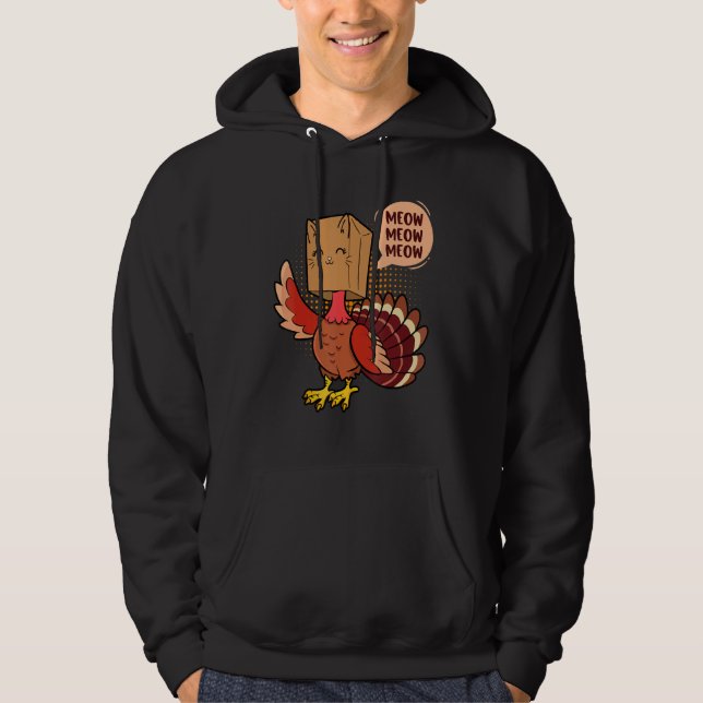Veste À Capuche Thanksgiving Cat   Fake Cat Meow Thanksgiving Turk (Devant)