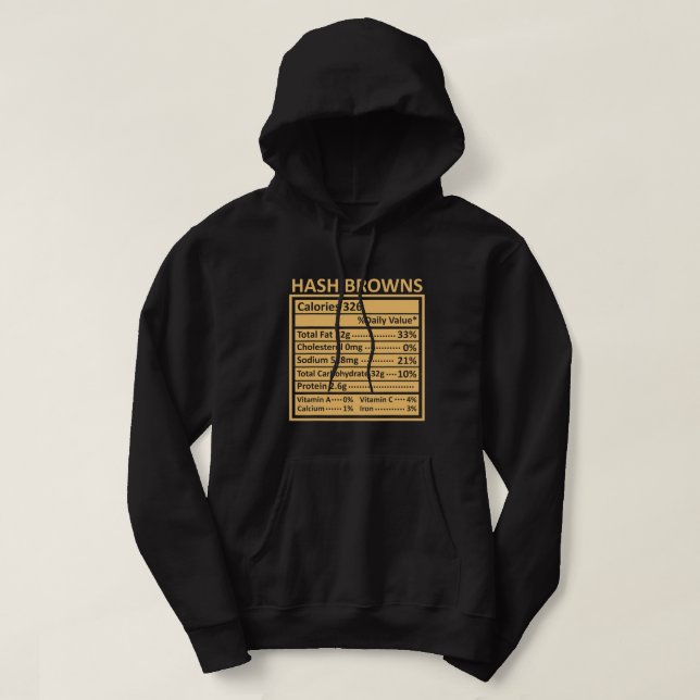 Veste À Capuche Thanksgiving Noël Funny Hash Browns Nutrition (Design devant)