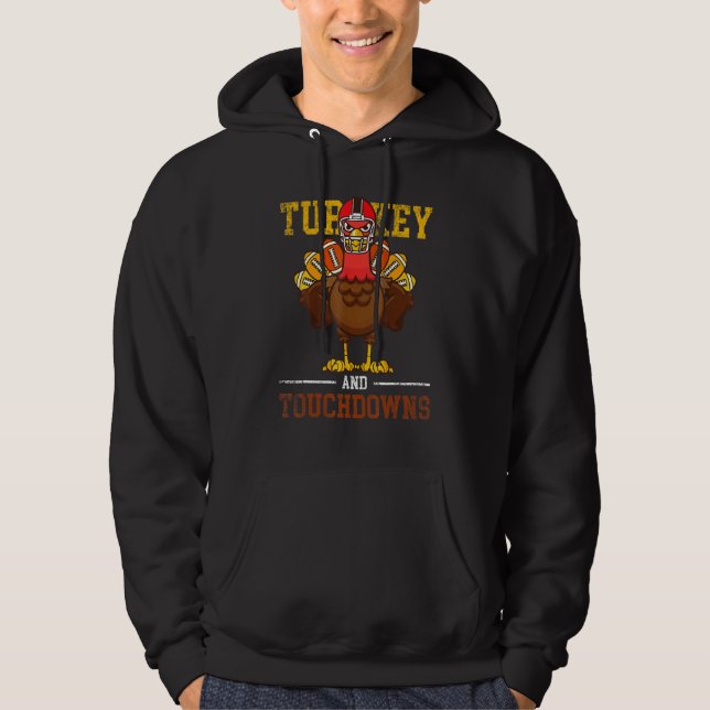 Veste À Capuche Thanksgiving Turkey And Touchdowns Men Boys Kids (Devant)