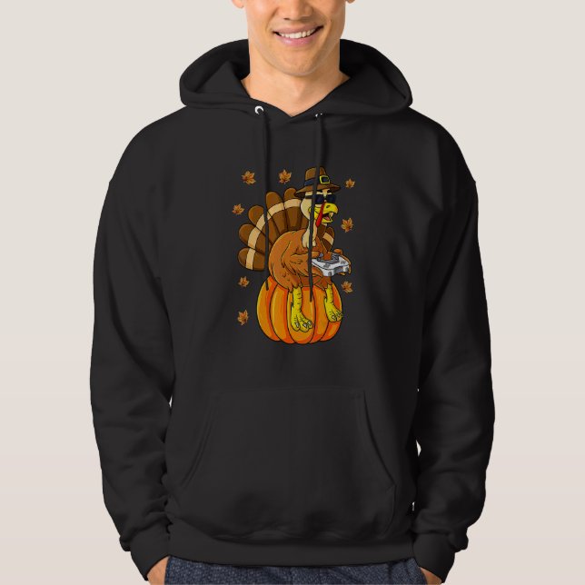 Veste À Capuche Thanksgiving Turkey Gamer Pumpkin Boys Kids Teens  (Devant)