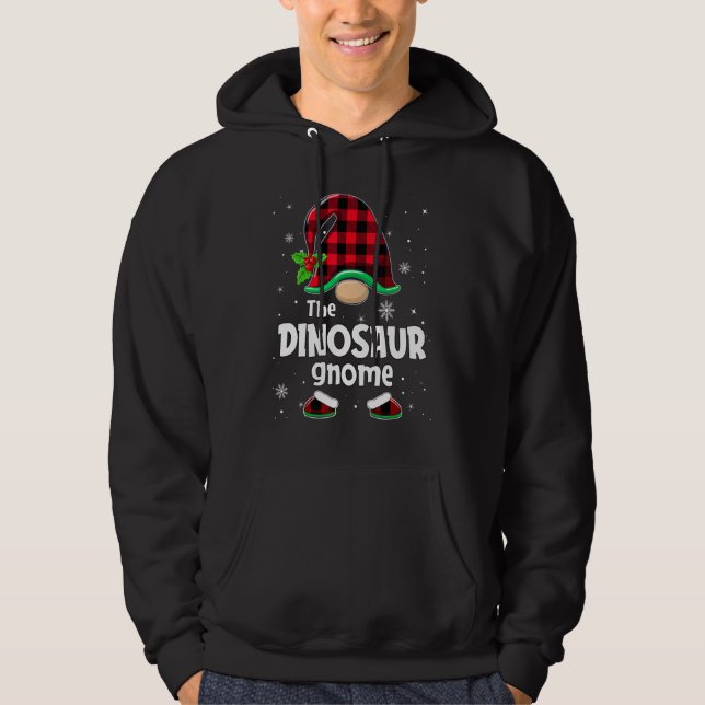 Veste À Capuche The Dinosaur Gnome Buffalo Plaid Christmas Matchin (Devant)
