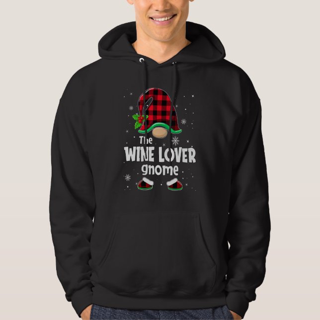 Veste À Capuche The Wine  Gnome Buffalo Plaid Christmas Matching F (Devant)