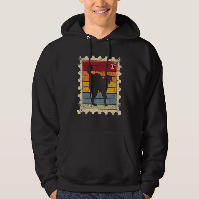 Veste À Capuche Timbre avec un chat au coucher du soleil (Devant)