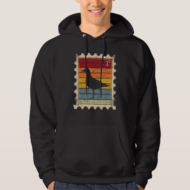 Veste À Capuche Timbre avec une mouette au coucher du soleil (Devant)