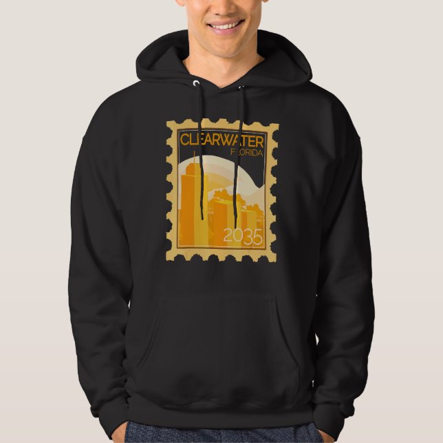Veste À Capuche Timbre Postal Avec Coucher De Soleil En Eau Libre (Devant)