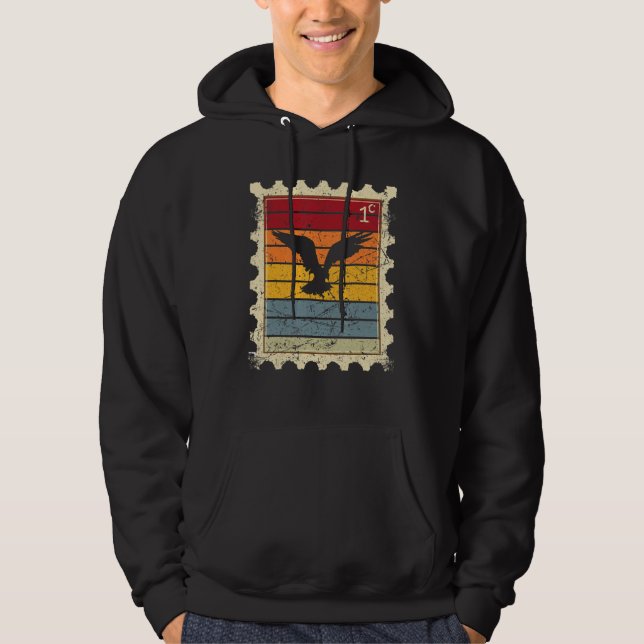 Veste À Capuche Timbre-Poste Avec Un Aigle Au Coucher Du Soleil (Devant)