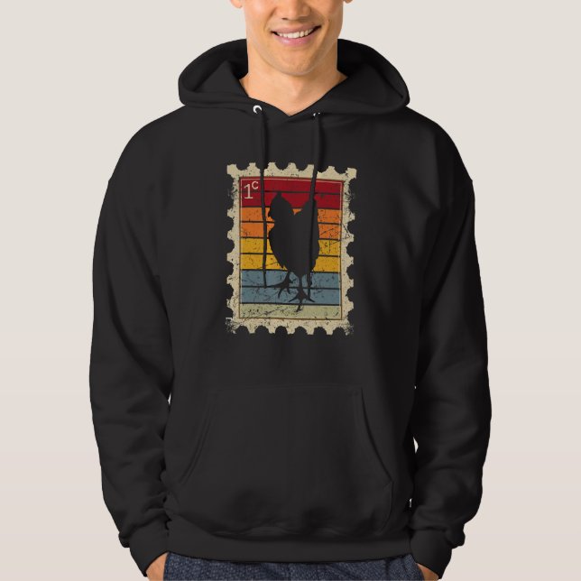 Veste À Capuche Timbre-Poste Avec Un Poulet Coucher De Soleil (Devant)