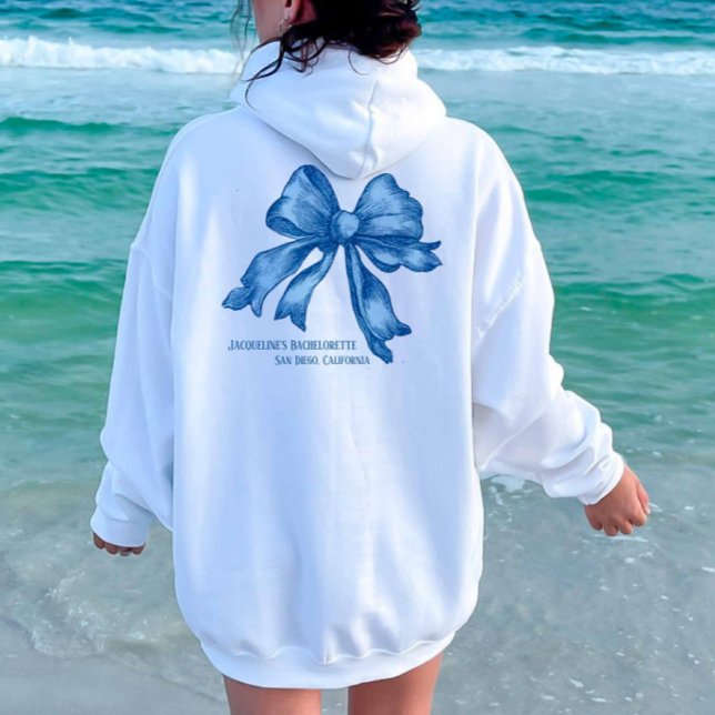 Veste À Capuche Toile Coquette French Blue Bow Bachelorette (Hoodie)