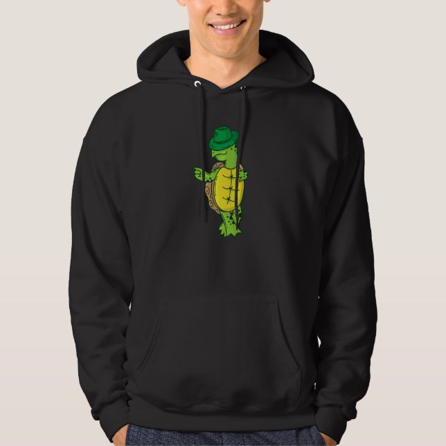 Veste À Capuche Tortue aime danser avec chapeau (Devant)