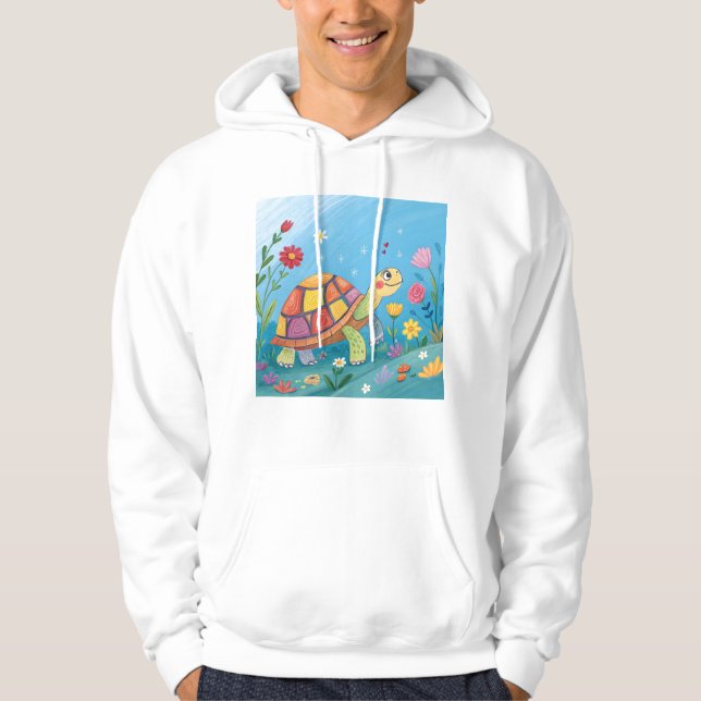 Veste À Capuche Tortue bébé dessinée (Devant)