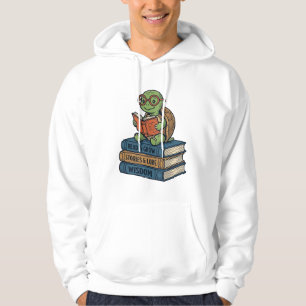 Veste À Capuche Tortue mignonne lisant sur des livres Vintage Vect
