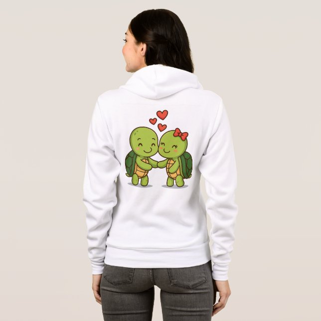 Veste À Capuche Tortues mignonnes | Couple de dessin adorable (Dos entier)