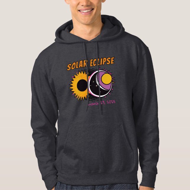 Veste À Capuche Total éclipse solaire 2025 pop art design (Devant)