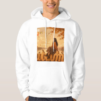 Veste À Capuche Toujours reconnaissante Fille d'automne assise sur