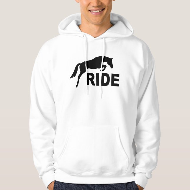 Veste À Capuche TOUR avec le cheval sautant (noir) (Devant)