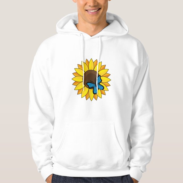 Veste À Capuche Tournesol et papillon bleu (Devant)