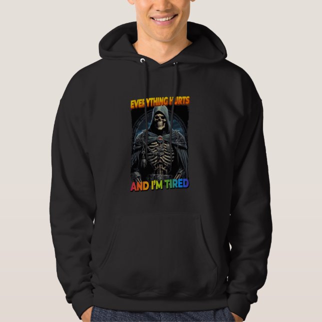 Veste À Capuche Tout Fait Mal Et Fatigué Cringe Squelette 2 (Devant)