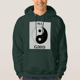 Veste À Capuche Tout le bon, noir et blanc, yin et yang, coeur