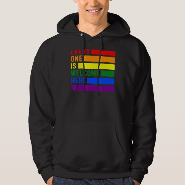 Veste À Capuche Tout Le Monde Est Bienvenue Ici Rainbow Lgbtq Prid (Devant)