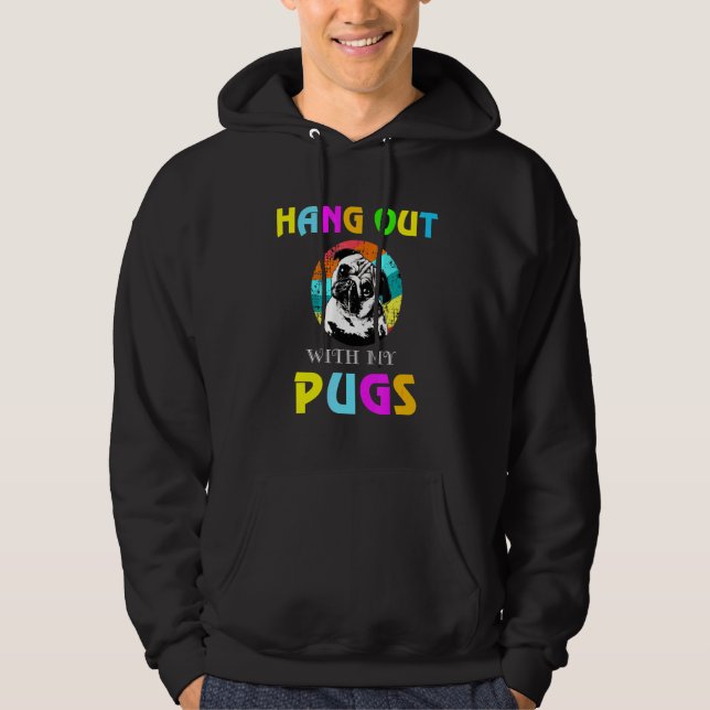 Veste À Capuche Traîner avec mon bouledogue Pug (Devant)