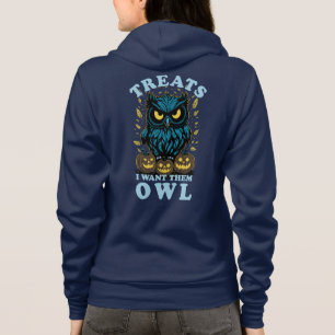 Veste À Capuche Traitements Je Veux Eux Chouette Halloween