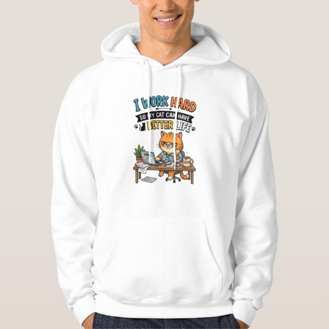 Veste À Capuche Travailleur de bureau chat drôle (Devant)