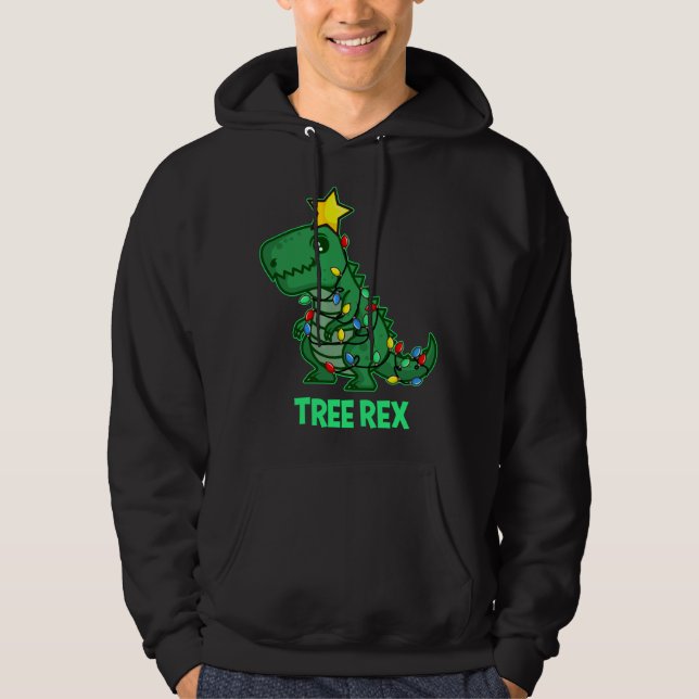 Veste À Capuche Tree Rex Funny Mignonne Retro Christmas Dino (Devant)